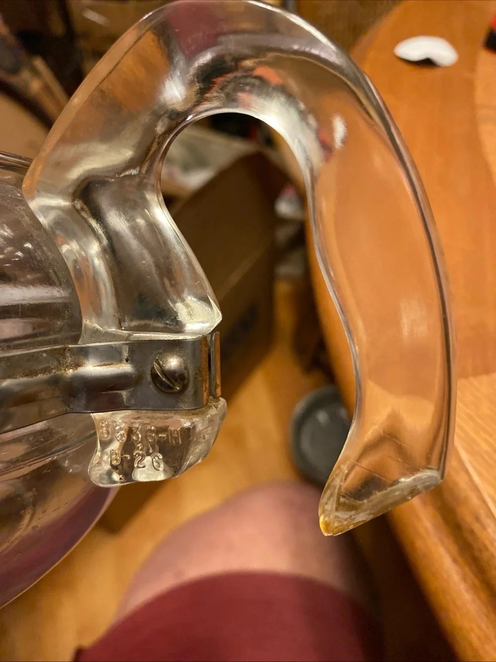 Clear Glass Teapot with Silver Band - Classic Home Kitchen. Vintage.
